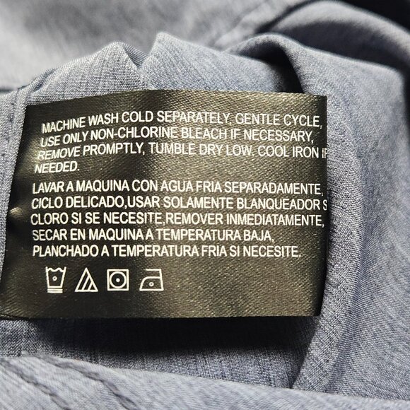 ZeroXposur Men’s L Vented Travel Shirt Heather Navy Outdoor UPF Button Front - Picture 8 of 8